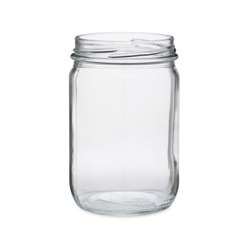 6oz Clear Glass Hexagon Jars (Black Lug Cap) for Canning 12/Case, Clear Type III 58 Lug