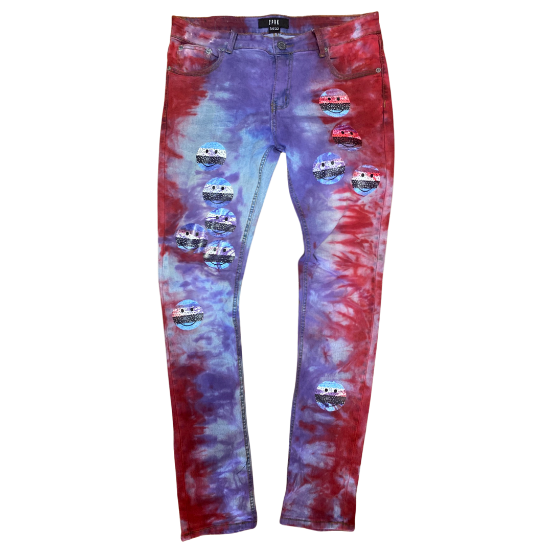 Tie Dye Bandana Smiley face Jeans