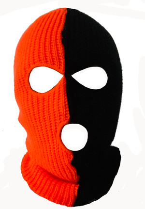 Ski Mask Halloween Two Tone 3 holes orange and black