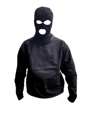 Black Ski Mask Hoodie Removable Ski Mask Rolled Beanie Hat 