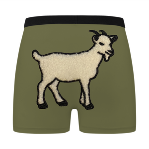 Goat print underwear unisex, Multiple Colors Available, poly spandex Green. Back view