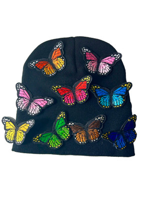 Black All Over Butterfly Beanie
