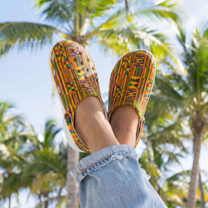 Men's & Women's Kente Print EVA Foam Clogs | Lightweight African-Inspired Comfort Sandals