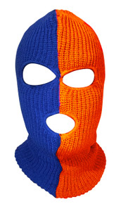Ski Mask NY Nicks Colors 3 hole Half Blue Half Orange Two Tone Ski Mask NY Nicks Colors 3 hole Half Blue Half Orange Two Tone