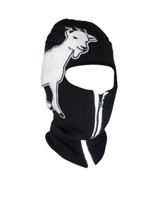 Black reflective zip up Balaclava with goat Big emblem ski mask Black reflective zip up Balaclava with goat Big emblem ski mask