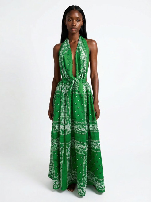 Bandana Scarf Backless  Dress  Adjustable waist
