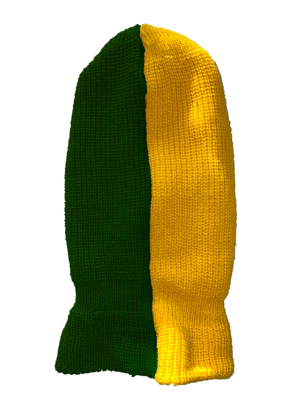 Ski Mask Green and Yellow 3 holes Half Green Half Yellow Colors