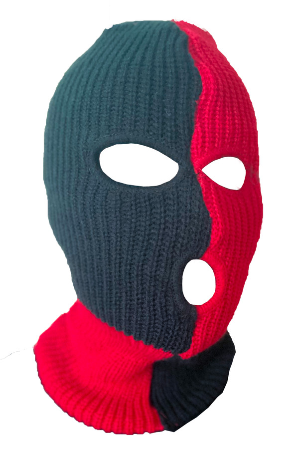 Ski Mask Black and Red Checks 3 holes