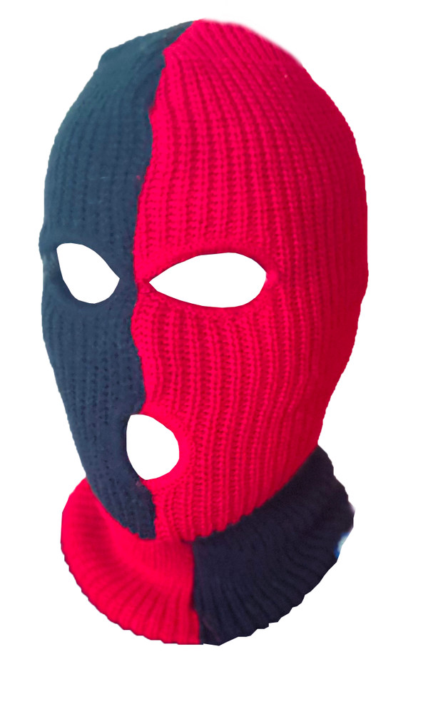Ski Mask Black and Red Checks 3 holes