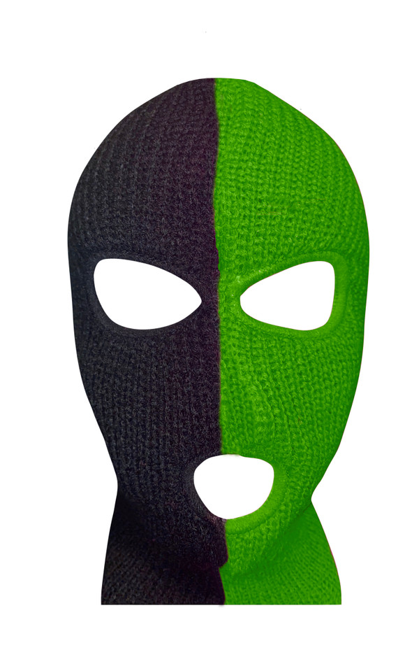 Ski Mask 3 holes Emerald green and black