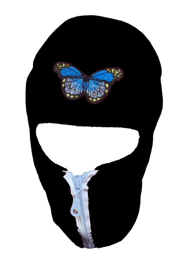 Black  reflective zip up Balaclava with butterfly ski mask
