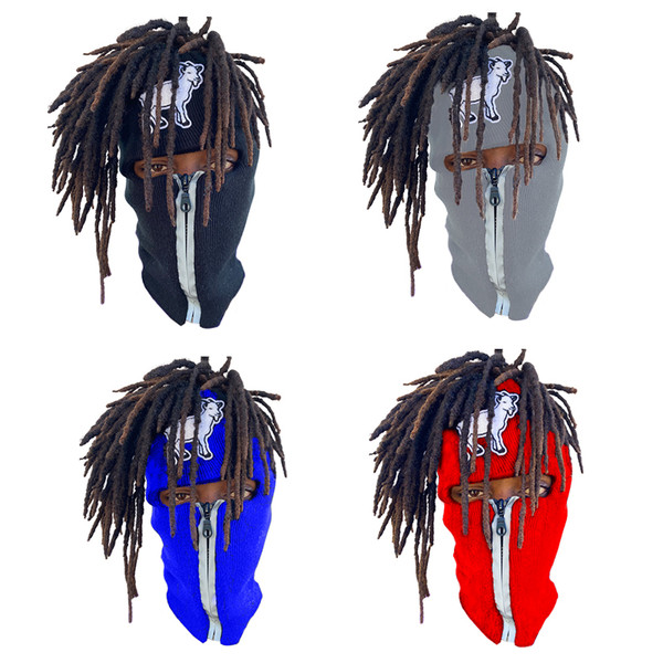 Dread Head Light Grey reflective zip up Balaclava with goat emblem ski mask