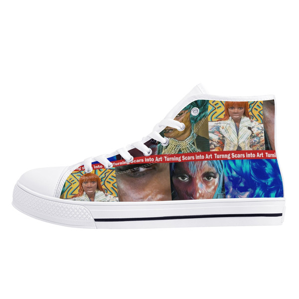 Turning Scars into Art High Top Canvas Shoes Black or White