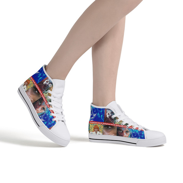 Turning Scars into Art High Top Canvas Shoes Black or White