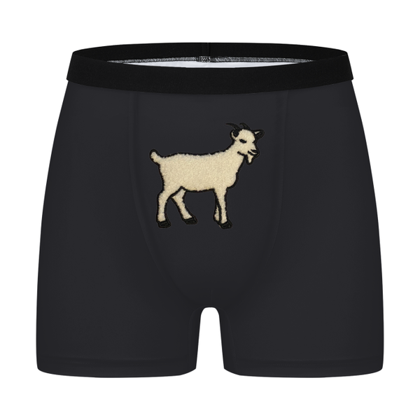 Goat print underwear unisex, Multiple Colors Available, poly spandex black front view