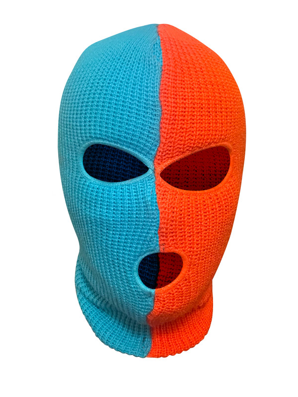 Ski Mask Two Tone 3 holes Aqua and Orange