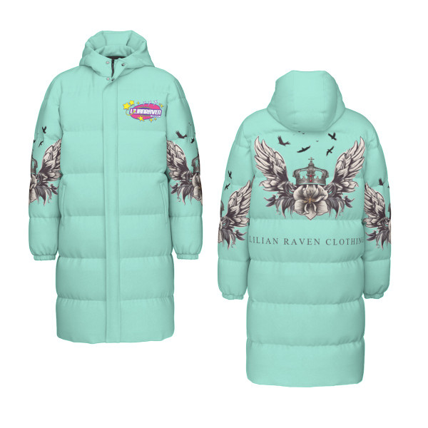 Mint Long Puffer Jacket with wings