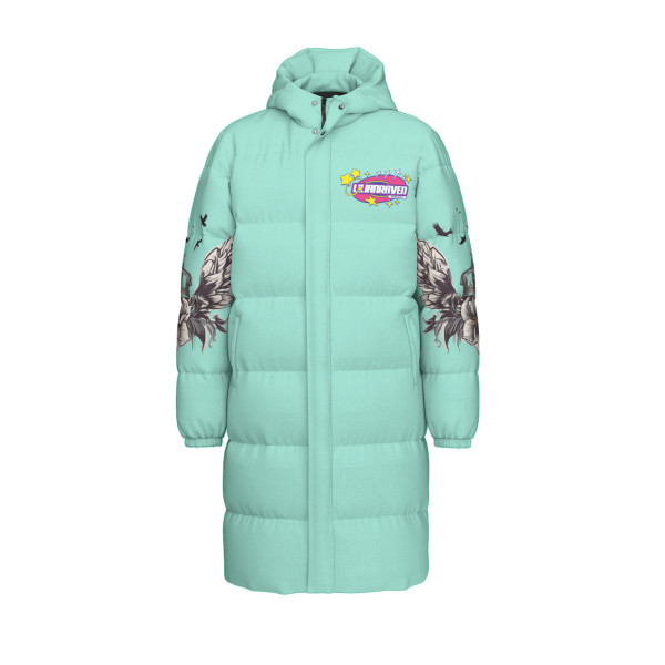 Mint Long Puffer Jacket with wings
