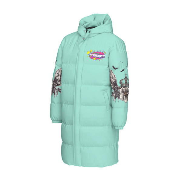 Mint Long Puffer Jacket with wings
