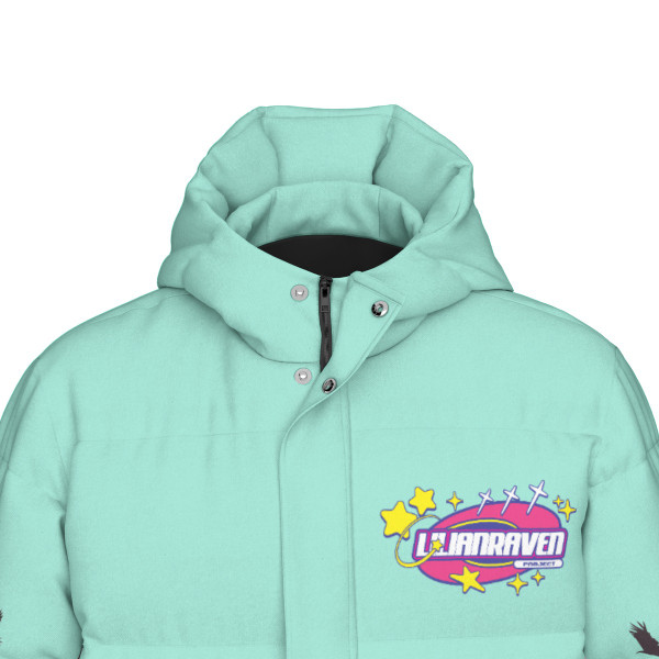 Mint Long Puffer Jacket with wings