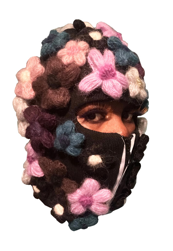 Crochet Flower Balaclava  Hand crafted