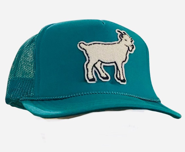 Teal Trucker Hat Goat Emblem