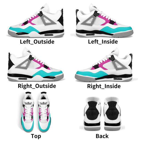 White Pink Grey Aqua Basketball Sneakers