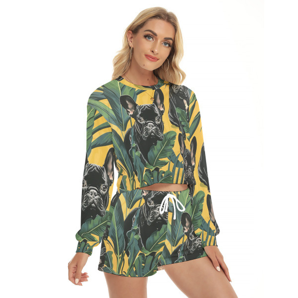 Black Frenchie Sweatshirt And Shorts Set