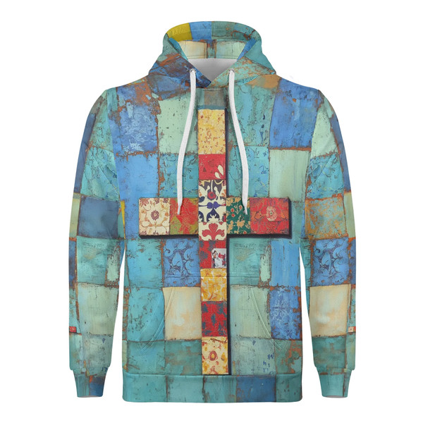 Velvet Mosaic Cross Hoodie