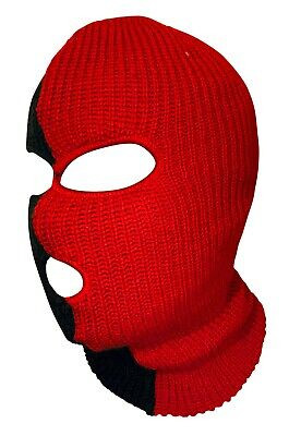 Ski Mask Red 3 holes Red and black