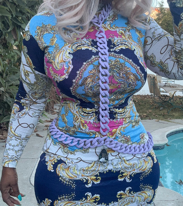 Cuban Link Body Chain - Purple