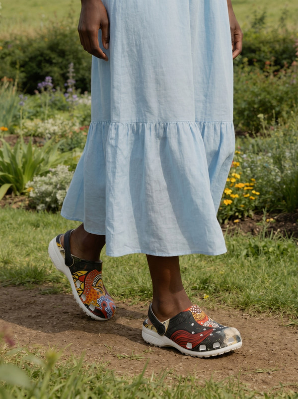 African Art Horse Sandals | Foam Clogs | Lightweight Unisex Slip-On Garden & Everyday Shoes