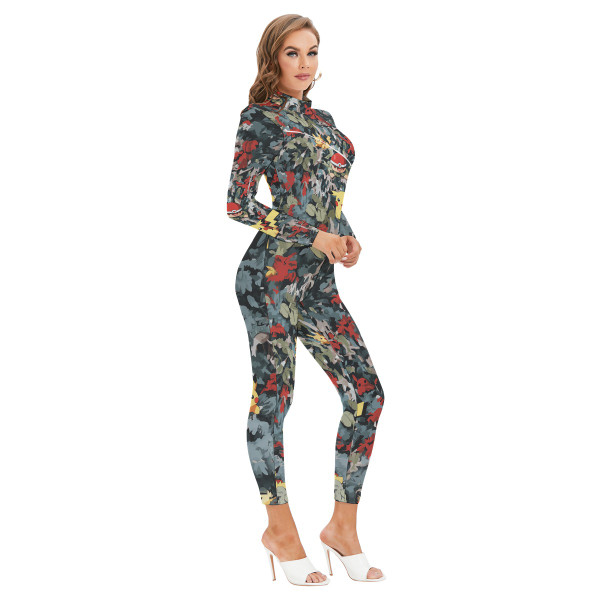 Peek At YOU Jumpsuit With Zipper Long-sleeved High-neck