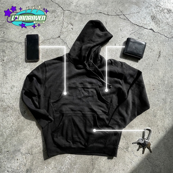 Black Double Up Hoodie - Twin Pouch Hoodie