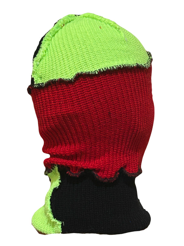 C Block Ski Mask 3 holes Red, Black and Lime Greem