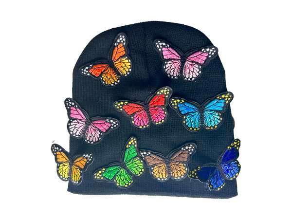 Black All Over Butterfly Beanie