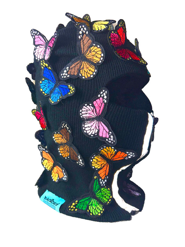 Black All Over Butterfly Reflective zip up Balaclava