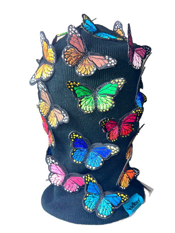 Black All Over Butterfly Reflective zip up Balaclava