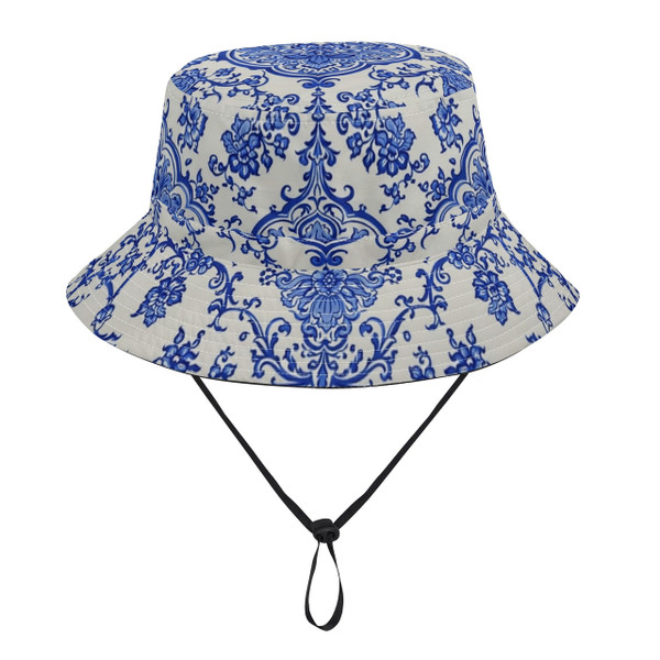 Porcelain Bucket Hat with Adjustable String, back view