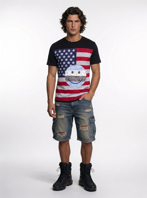 Black Tee American Flag