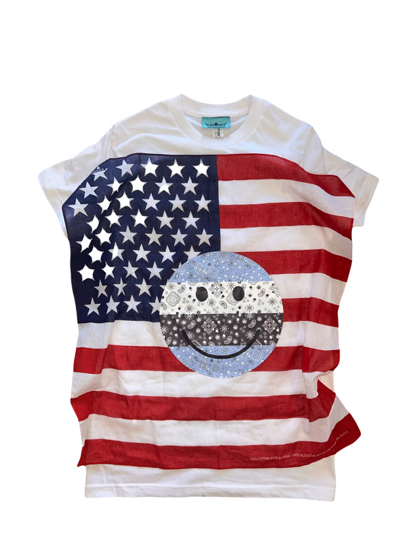 White Tee American Flag