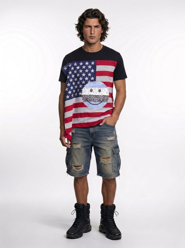 Black Tee American Flag