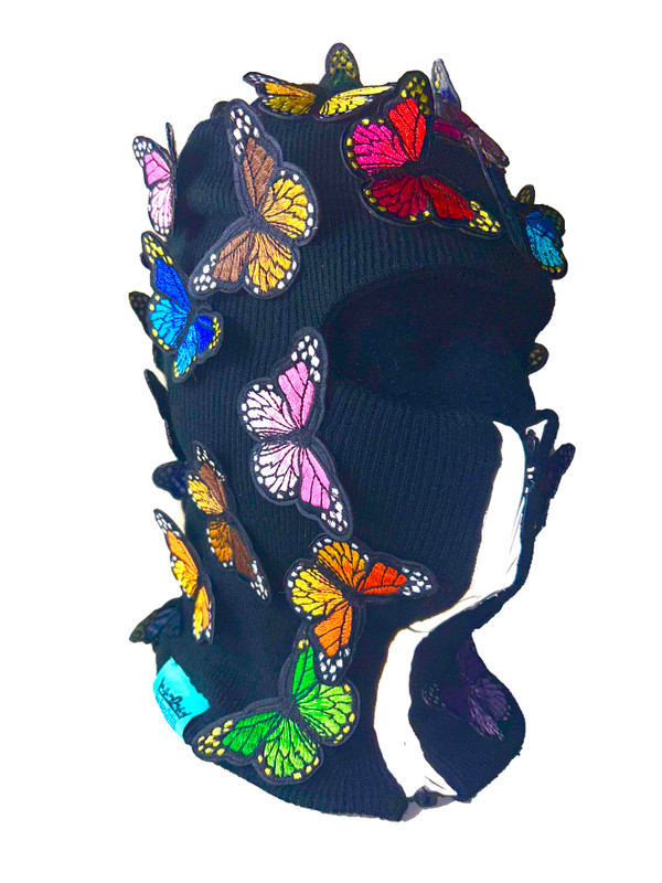 Black All Over Butterfly Reflective zip up Balaclava