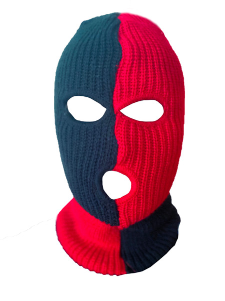 Ski Mask Black and Red Checks 3 holes