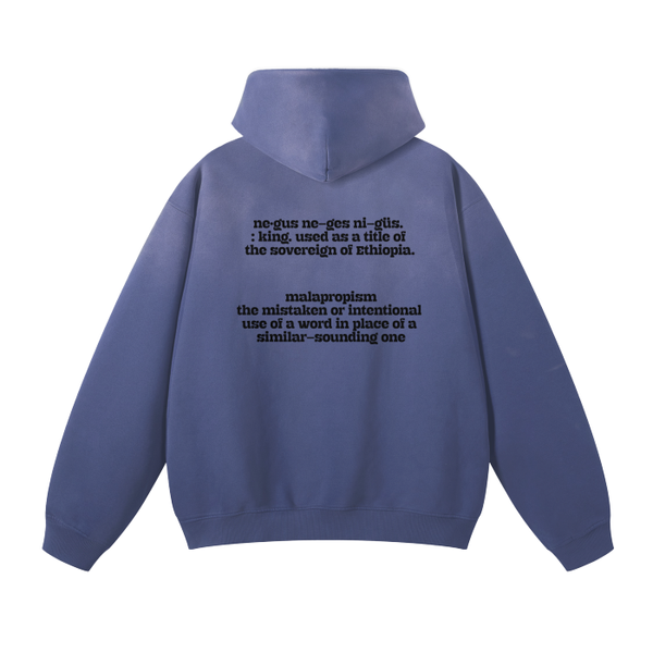 (Washed Denim Blue) Negus means King Hoodie