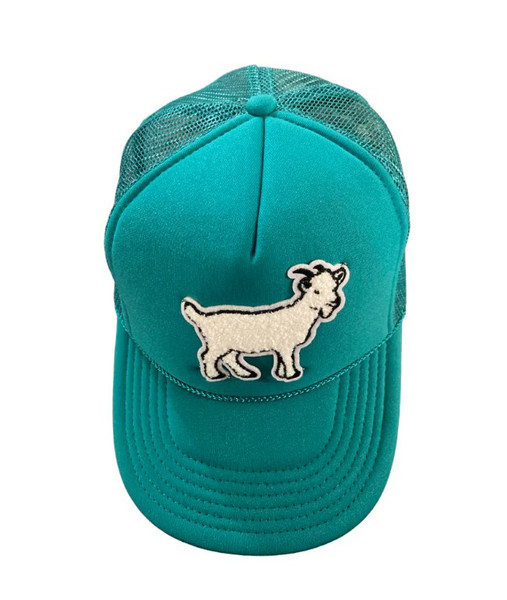 Teal Trucker Hat Goat Emblem