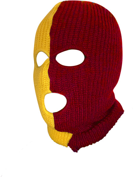 Ski Mask USC Trojan, Denver Nuggets, Kansas City Chiefs Two Tone 3 holes  Half Dark Red Half Yellow