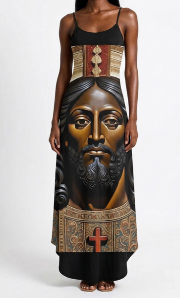 Women's  Sleeveless  Black Jesus Maxi Dress