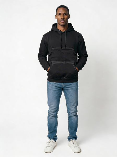 Black Double Up Hoodie - Twin Pouch Hoodie