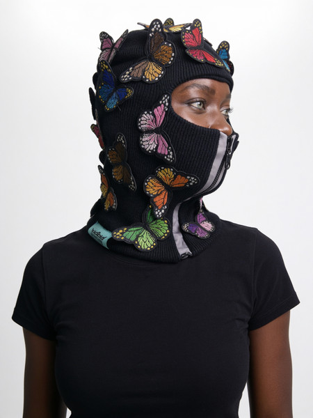 Black All Over Butterfly Reflective zip up Balaclava